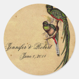 Vintage Quetzal-Vogel Elegantes Briefumschlag-Sieg Runder Aufkleber