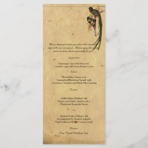 Vintage Quetzal Vogel Elegantes Hochzeitsmenü Menükarte