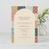 Vintage Quilt Baby Shower Einladung (Stehend Vorderseite)