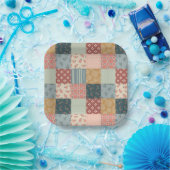 Vintage Quilt Baby Shower Paper Plate Pappteller (Party)