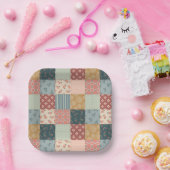 Vintage Quilt Baby Shower Paper Plate Pappteller (Party)