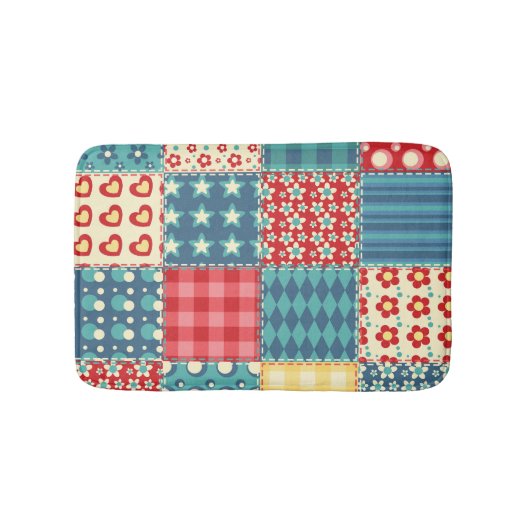 Vintage-Quilt: Patchwork-Hintergrundmuster. Badematte (Vorderseite)