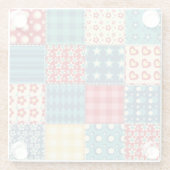 Vintage-Quilt: Patchwork-Hintergrundmuster. Glasuntersetzer (Rückseite)