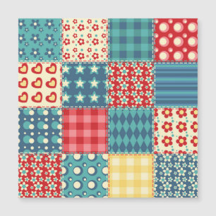 Vintage-Quilt: Patchwork-Hintergrundmuster. Magnetkarte