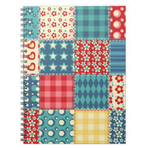 Vintage-Quilt: Patchwork-Hintergrundmuster. Notizblock