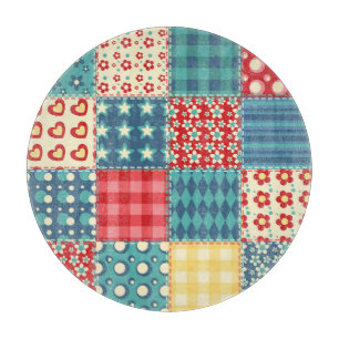 Vintage-Quilt: Patchwork-Hintergrundmuster. Schneidebrett