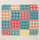 Vintage-Quilt: Patchwork-Hintergrundmuster. Sherpadecke (Vorderseite (Horizontal))