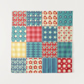 Vintage-Quilt: Patchwork-Hintergrundmuster. Wandteppich (Vorderseite (Horizontal))