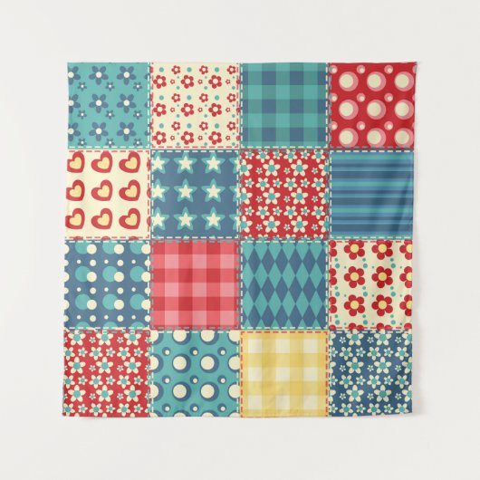 Vintage-Quilt: Patchwork-Hintergrundmuster. Wandteppich (Vorderseite)