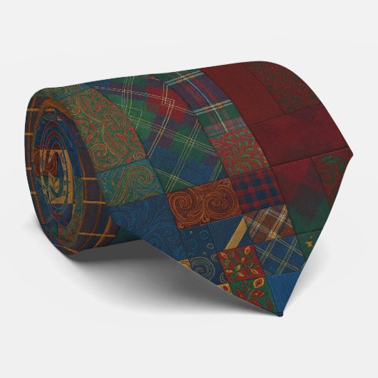 Vintage Quilt Patchwork Krawatte (Gerollt)