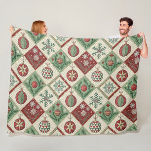 Vintage-Quilted-Christmas-Muster Fleecedecke