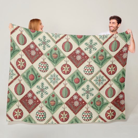 Vintage Quilted Christmas Pattern Fleecedecke (Beispiel)
