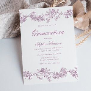 Vintage Quinceanera Dusty Rose Rosa Party Einladung