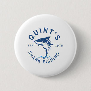 Vintage Quint's Haifisch-Angeln 1975 Retro Button