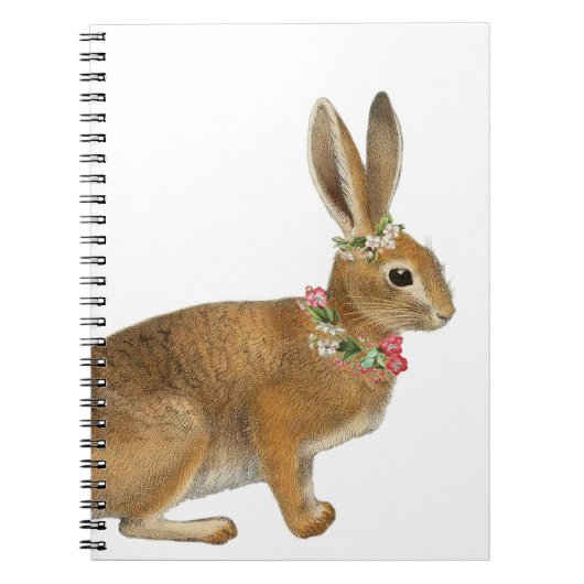 Vintage Rabbit Blume Spiraljournal Notizblock (Vorderseite)