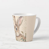 Vintage Rabbit, Cute Bunny Rabbit, Flowers Pattern Milchtasse (Rechte Ecke)