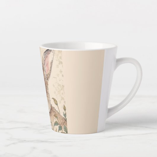 Vintage Rabbit, Cute Bunny Rabbit, Flowers Pattern Milchtasse (Rechts)