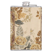 Vintage Rabbit,Cute Rabbit with Flowers Pattern  Flachmann (Rückseite)