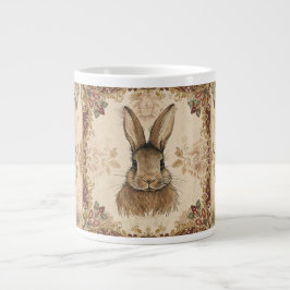 Vintage Rabbit,Cute Rabbit with Flowers Pattern  Jumbo-Tasse