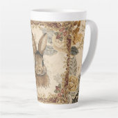 Vintage Rabbit,Cute Rabbit with Flowers Pattern  Milchtasse (Rechte Ecke)