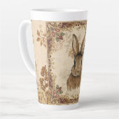 Vintage Rabbit,Cute Rabbit with Flowers Pattern  Milchtasse (Linke Ecke)