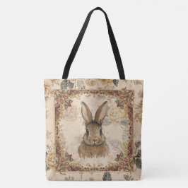 Vintage Rabbit,Cute Rabbit with Flowers Pattern Tasche