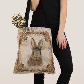 Vintage Rabbit,Cute Rabbit with Flowers Pattern Tasche (Von Nahem)
