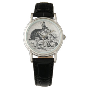 Vintage Rabbit-Familiendarstellung, Baby Bunnies Armbanduhr