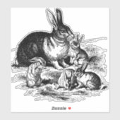 Vintage Rabbit-Familiendarstellung, Baby Bunnies Aufkleber (Blatt)