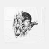 Vintage Rabbit-Familiendarstellung, Baby Bunnies Fleecedecke (Vorderseite (Horizontal))