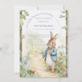 Vintage Rabbit Garden 1st Birthday Einladung (Vorderseite)