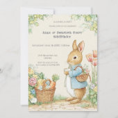 Vintage Rabbit Garden 1st Birthday Einladung (Vorderseite)