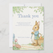 Vintage Rabbit Garden Baby Shower Dankeskarte (Vorderseite)