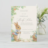 Vintage Rabbit Garden Baby Shower  Einladung (Stehend Vorderseite)