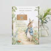 Vintage Rabbit Garden Baby Shower Einladung (Stehend Vorderseite)