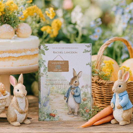 Vintage Rabbit Garden Baby Shower Einladung