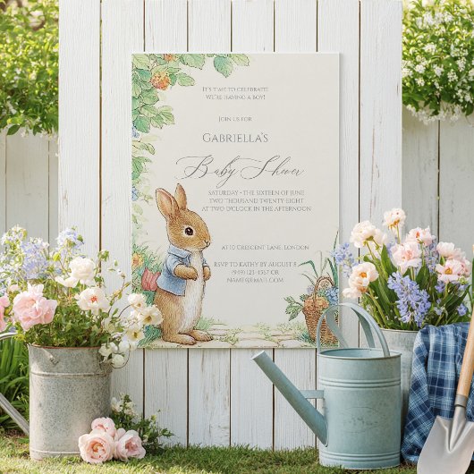 Vintage Rabbit Garden Baby Shower  Einladung