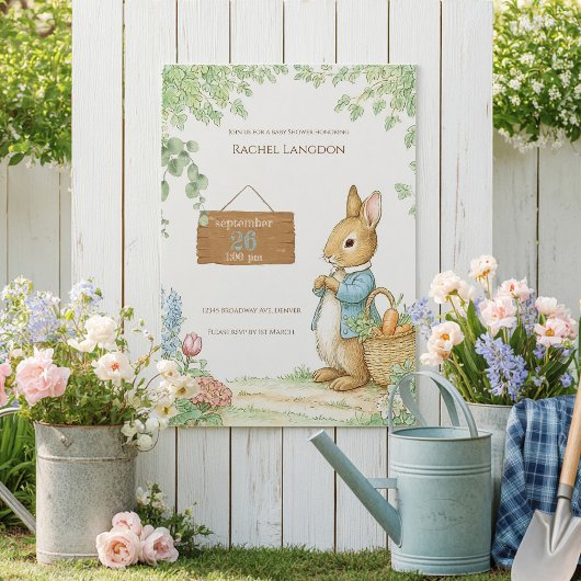 Vintage Rabbit Garden Baby Shower  Einladung