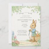 Vintage Rabbit Garden Birthday Einladung (Vorderseite)