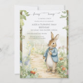 Vintage Rabbit Garden Birthday Einladung (Vorderseite)