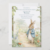 Vintage Rabbit Garden Birthday Einladung (Vorderseite)