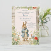 Vintage Rabbit Garden Birthday Einladung (Stehend Vorderseite)