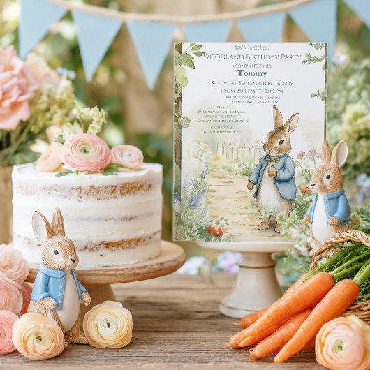 Vintage Rabbit Garden Birthday Einladung
