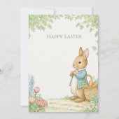 Vintage Rabbit Garden Easter Feiertagskarte (Vorderseite)