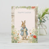 Vintage Rabbit Garden Easter Feiertagskarte (Stehend Vorderseite)