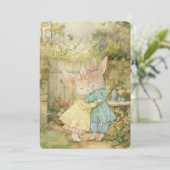 Vintage Rabbit Grußkarte Feiertagskarte (Stehend Vorderseite)