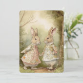 Vintage Rabbit Grußkarte Feiertagskarte (Stehend Vorderseite)