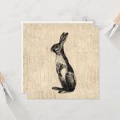 Vintage Rabbit Illustration Alt-modischer Bunny Karte (Vorderseite/Rückseite Beispiel)