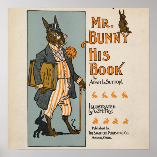 Vintage Rabbit-Kinderbuch-Illustration Poster (Vorne)
