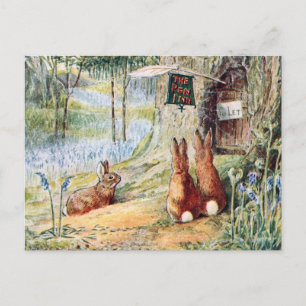Vintage Rabbit-Kinderbuch-Illustration Postkarte